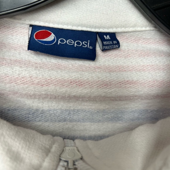 Pepsi Striped Logo Cropped Sweatshirt Long Sleeves Red Blue Sz M - Picture 2 of 4
